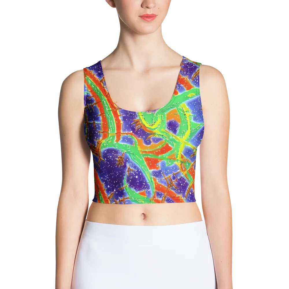 Blue Ember Maze on Crop Top — Front