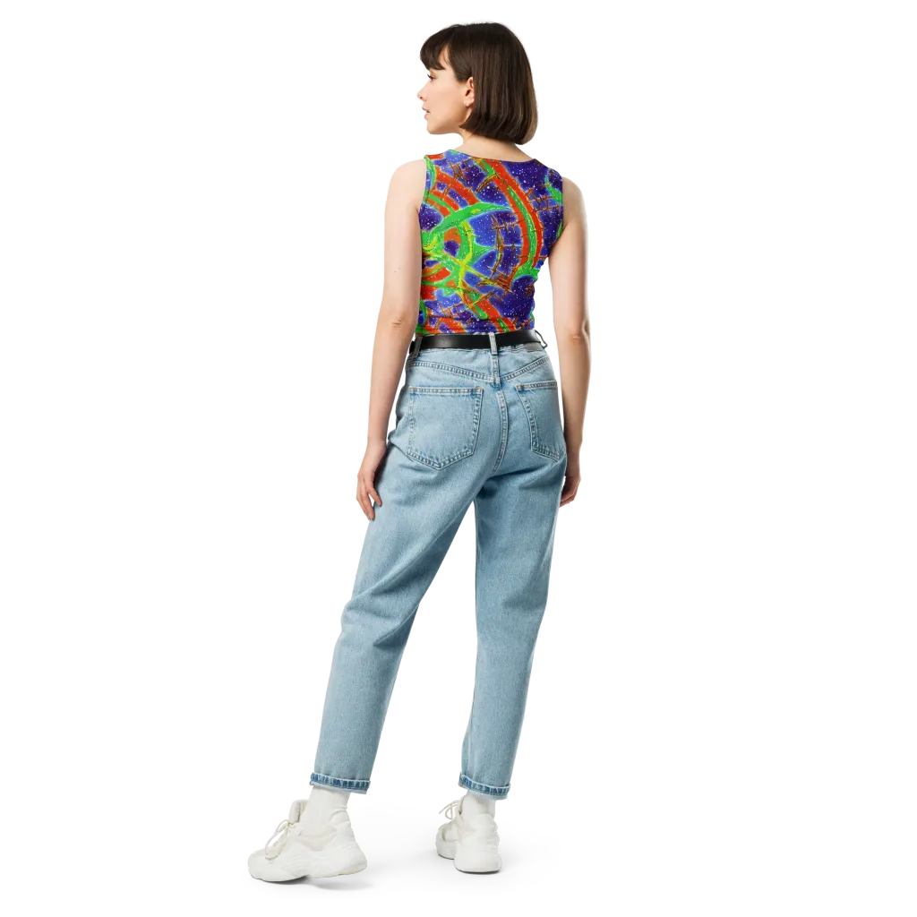 Blue Ember Maze on Crop Top — Back