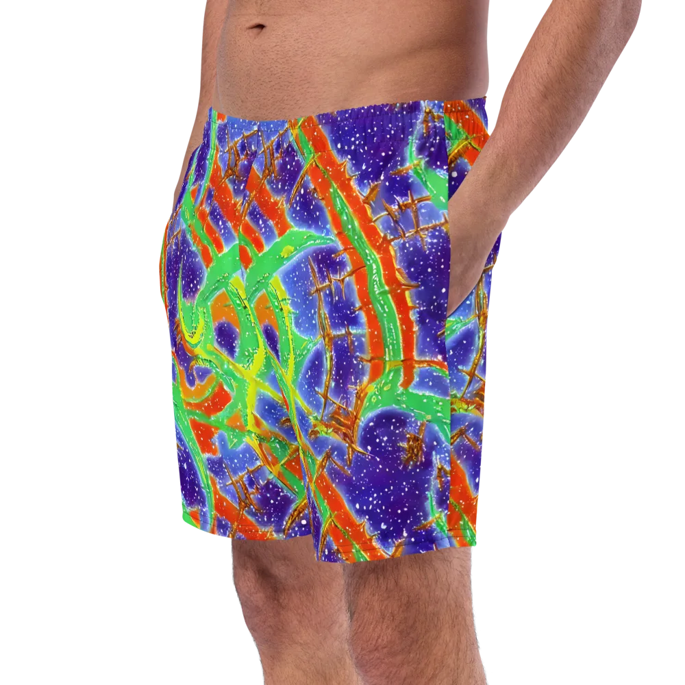 Blue Ember Maze on Swim Trunks — Left Front
