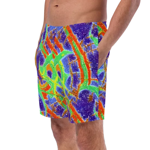 Blue Ember Maze on a Swim Trunks