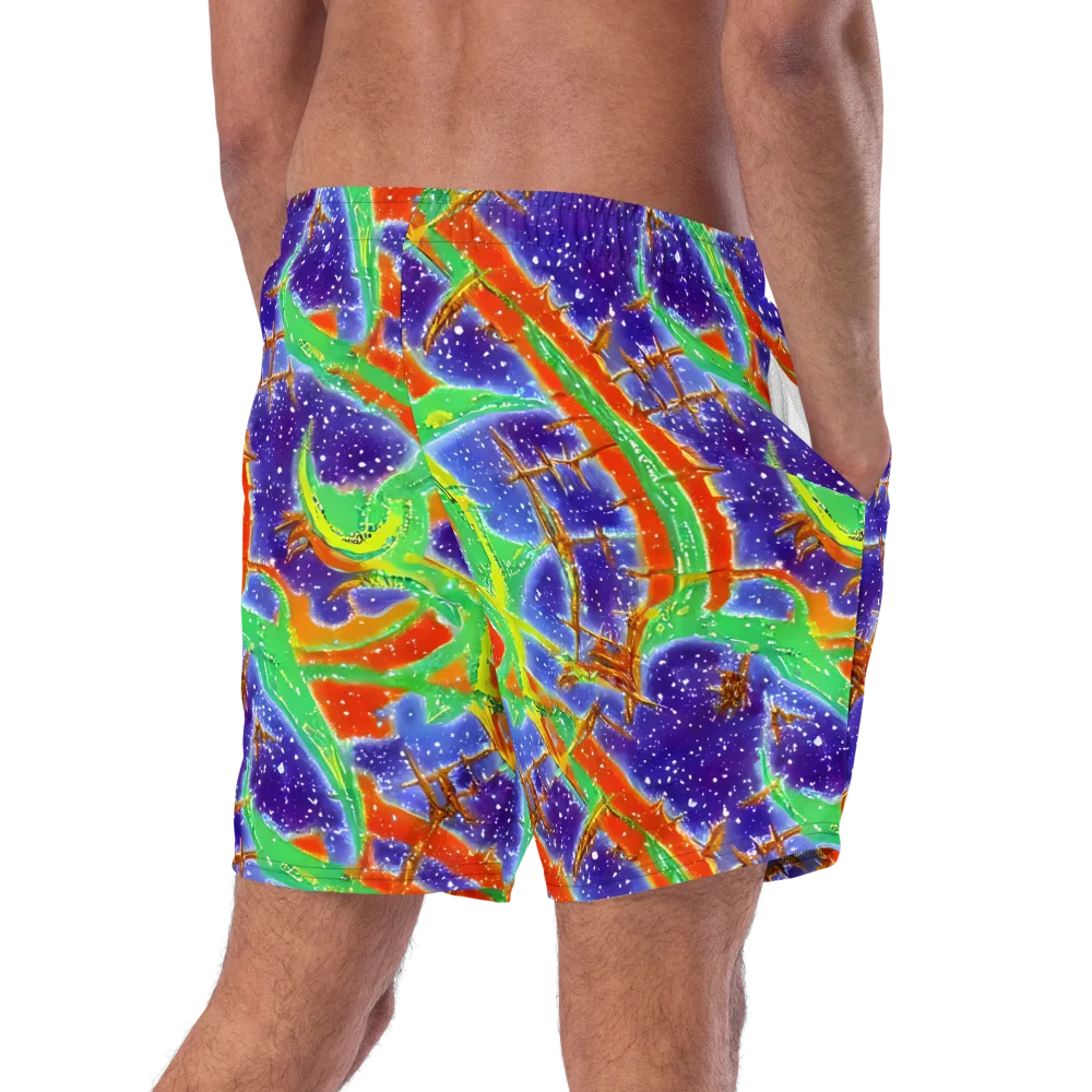 Blue Ember Maze on Swim Trunks — Right Back