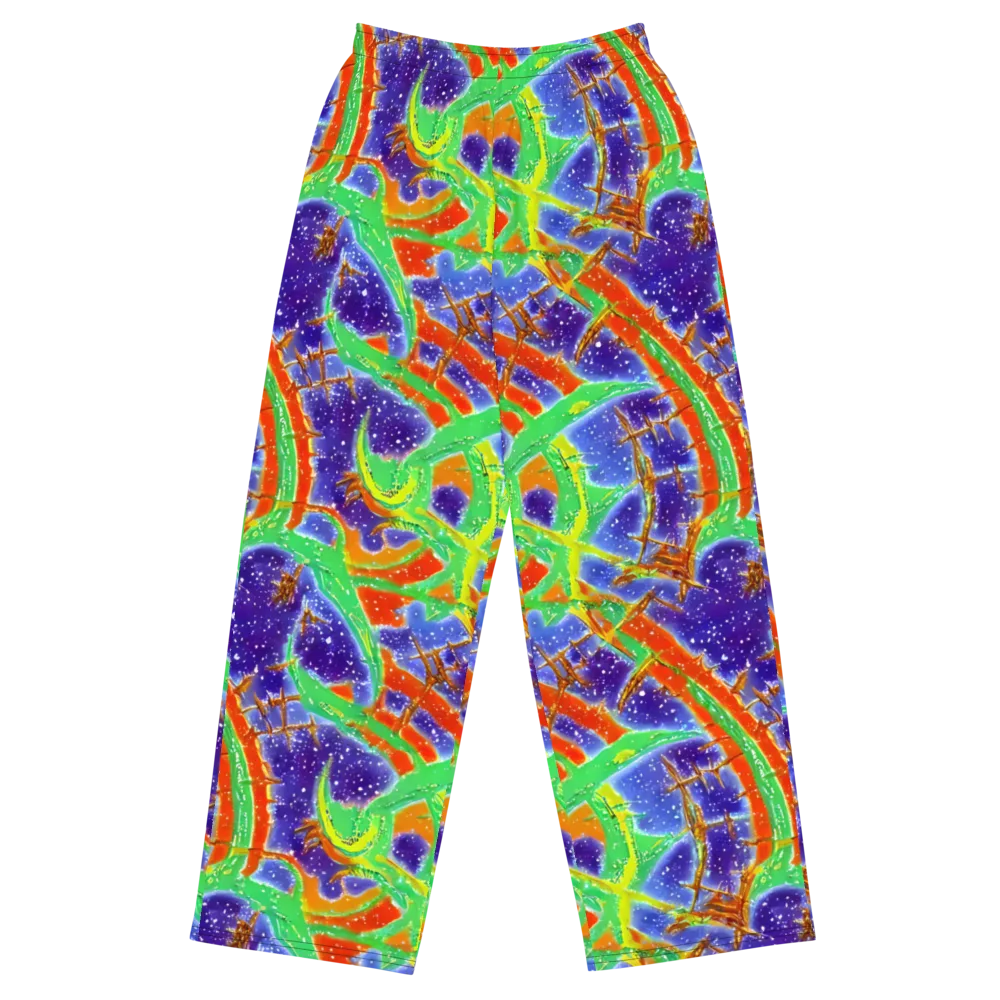 Blue Ember Maze on Wide-Leg Pants — Front