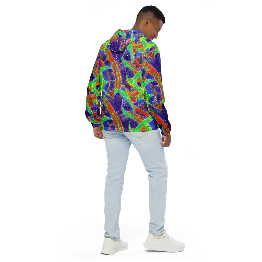 Blue Ember Maze on Men's Windbreaker — Back