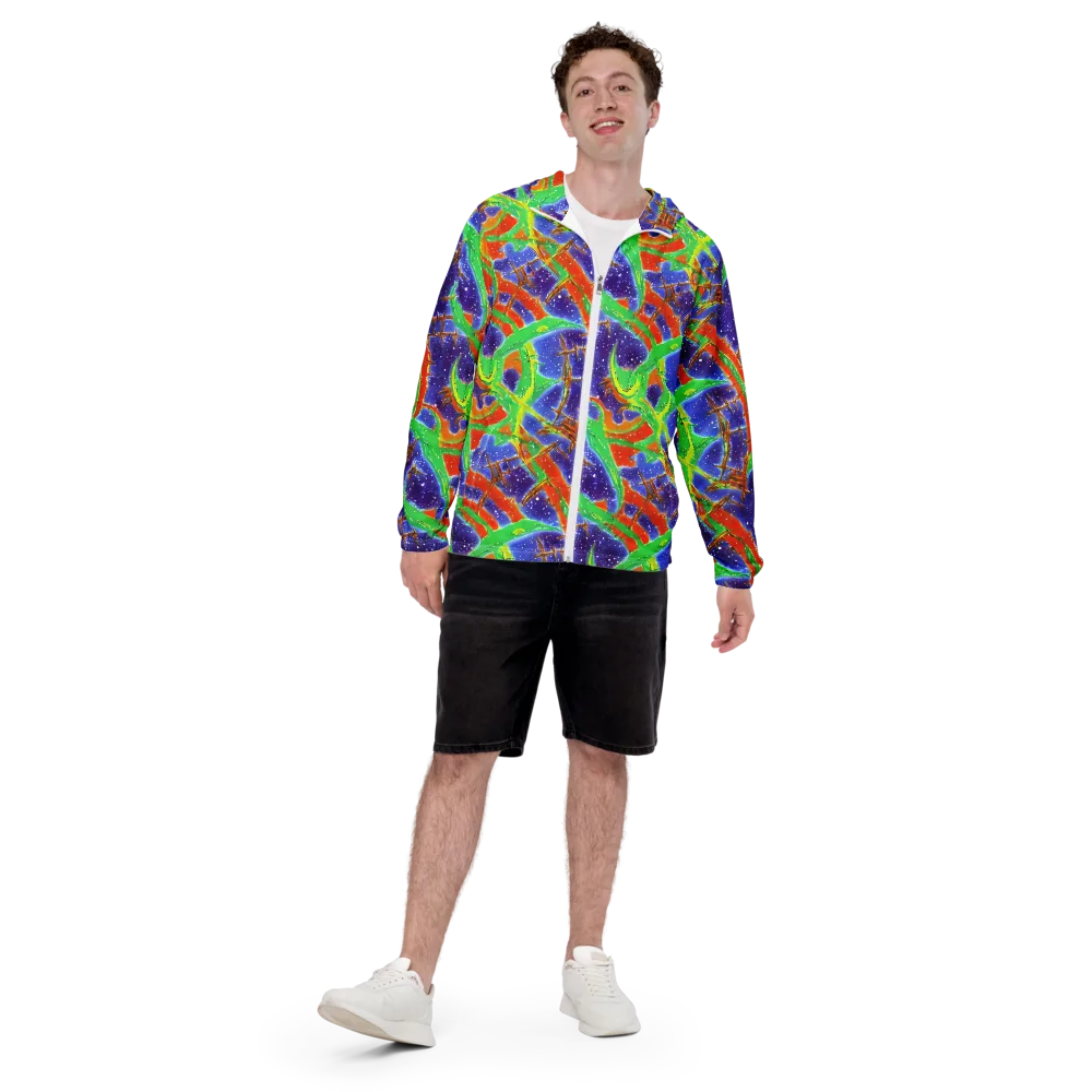 Blue Ember Maze on Men's Windbreaker — Front