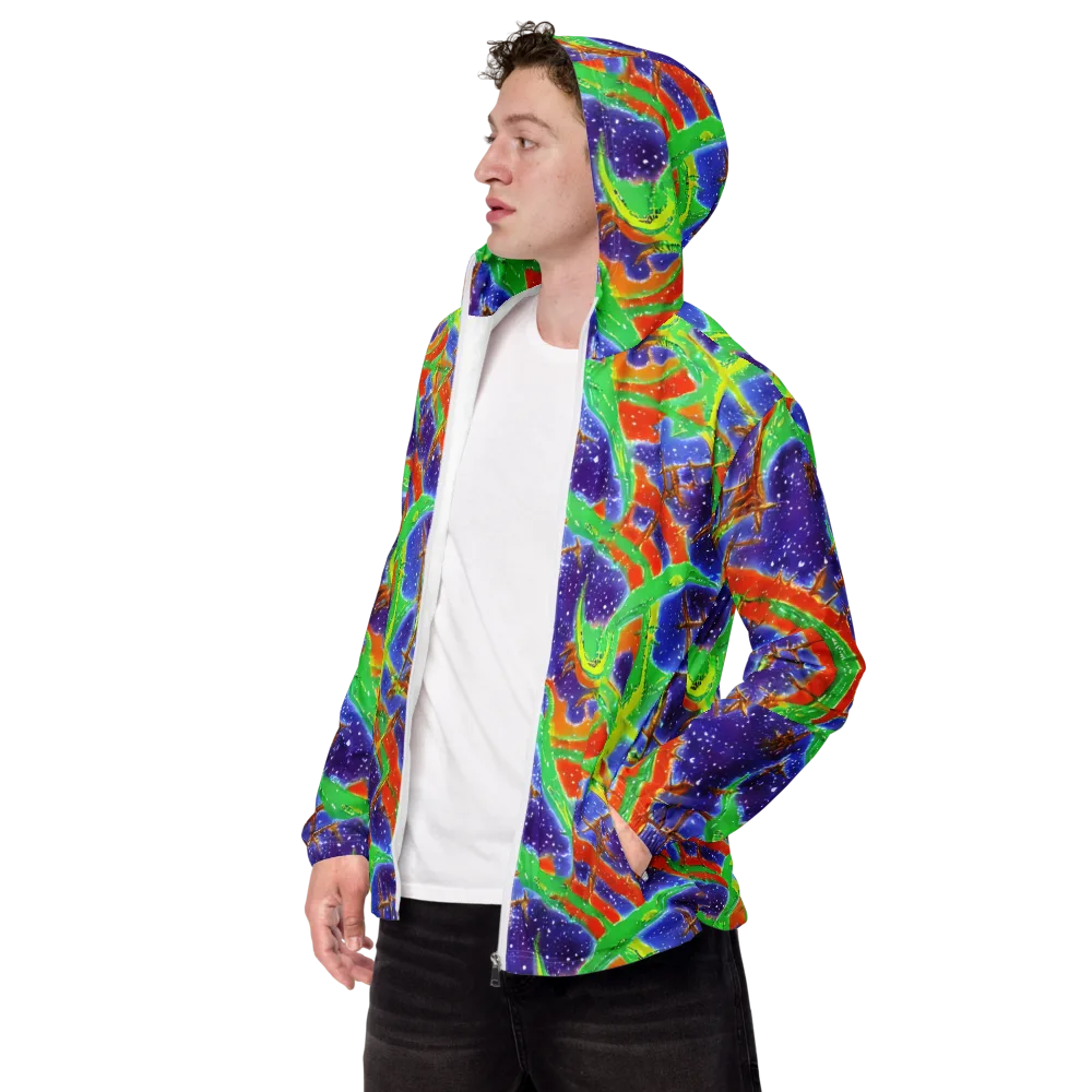 Blue Ember Maze on Men's Windbreaker — Left Front