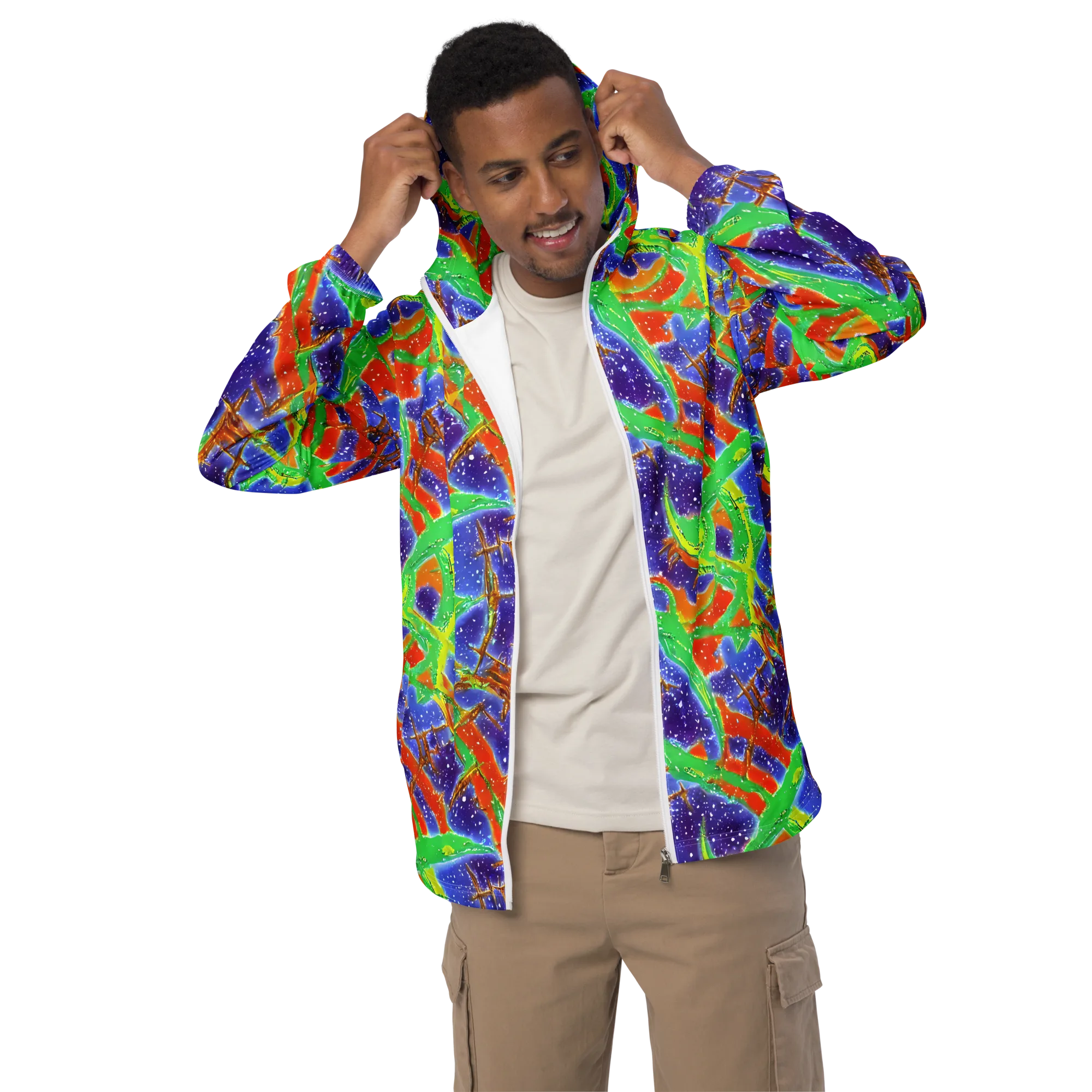 Blue Ember Maze on Men's Windbreaker — Front