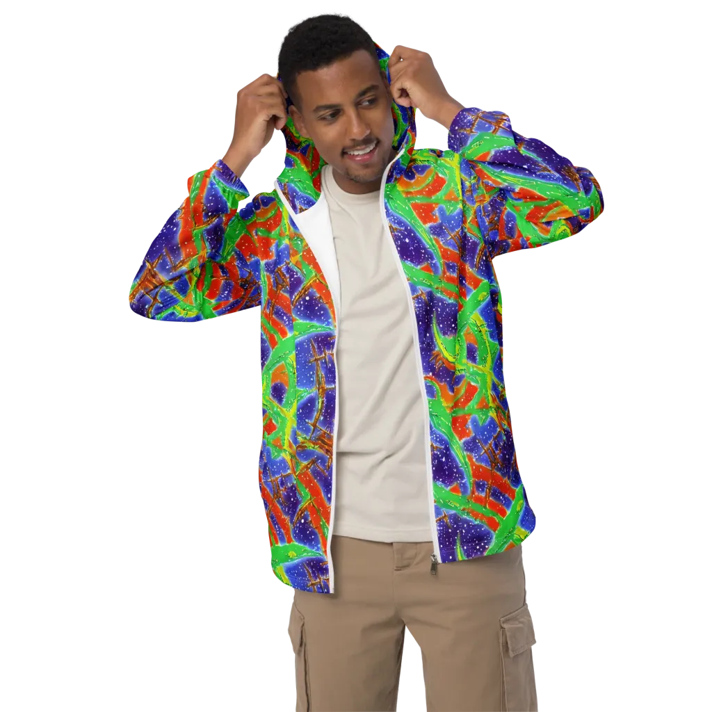 Blue Ember Maze on Men's Windbreaker — Front
