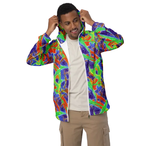Blue Ember Maze on a Men's Windbreaker