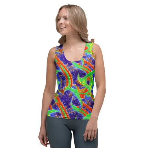 Blue Ember Maze on a Women's Tank Top