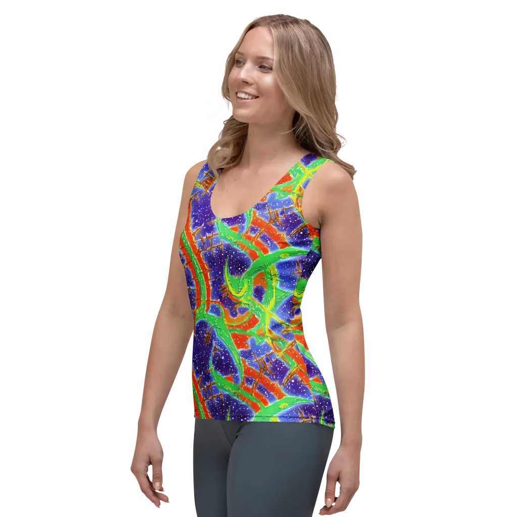 Blue Ember Maze on Women's Tank Top — Left Front