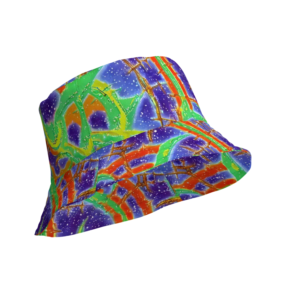 Blue Ember Maze on Reversible Bucket Hat — Product details Outside
