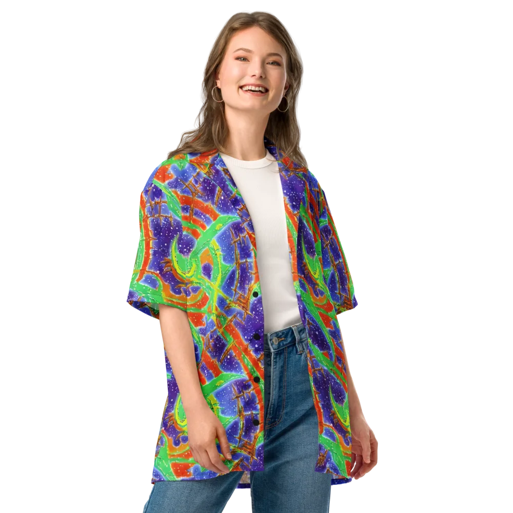 Blue Ember Maze on Button Shirt — Front