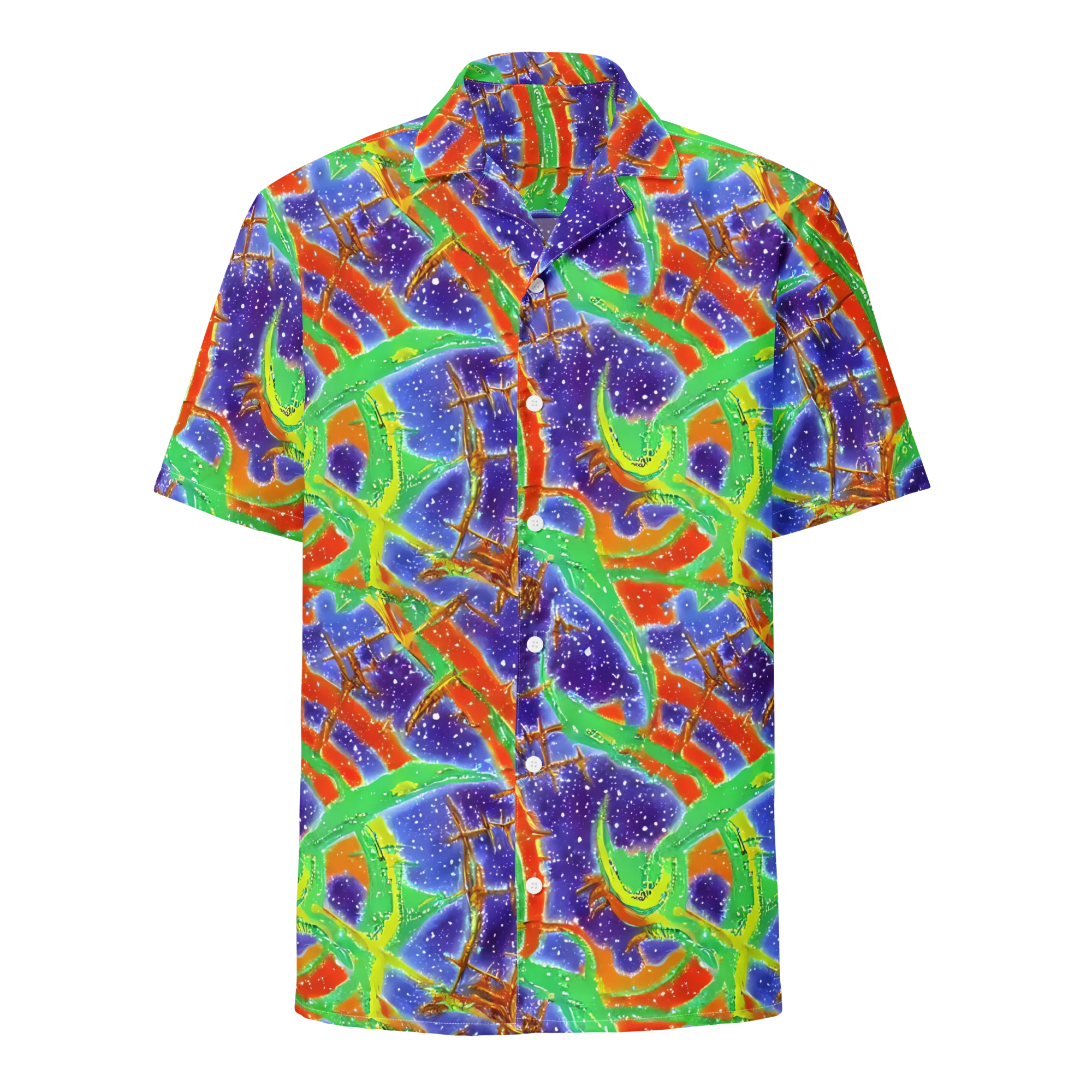 Blue Ember Maze on Button Shirt — Front