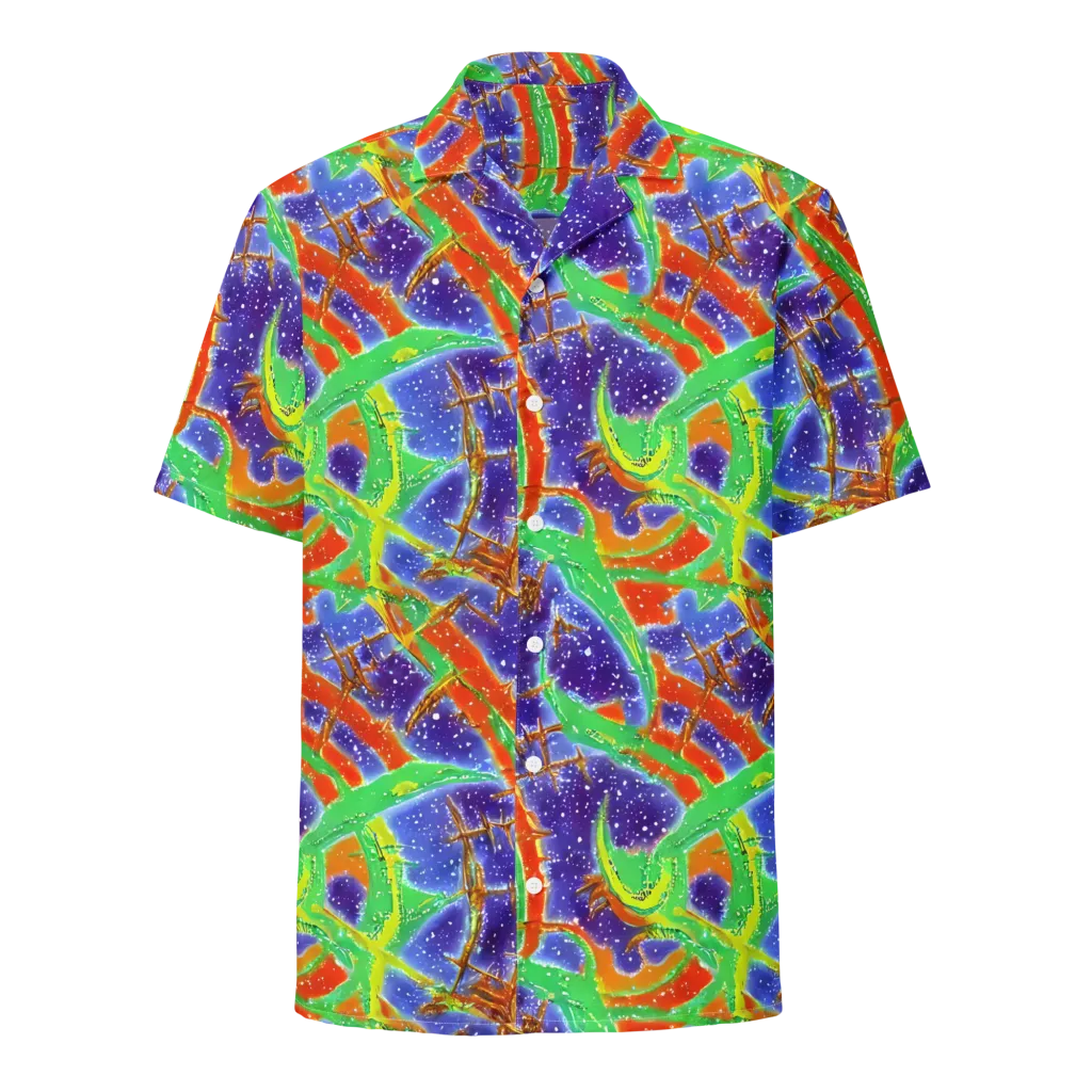 Blue Ember Maze on Button Shirt — Front