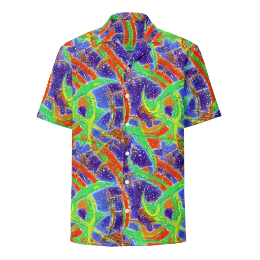 Blue Ember Maze on a Button Shirt