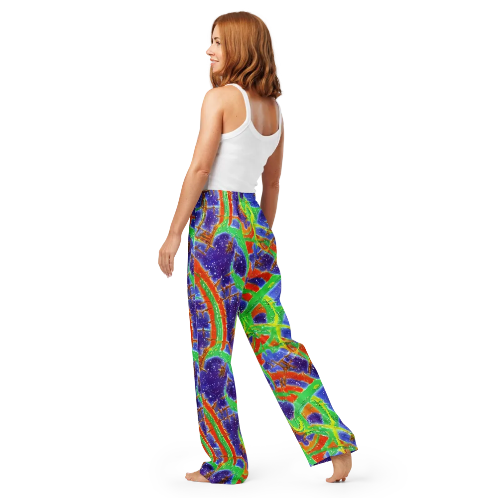 Blue Ember Maze on Women's Pajama Pants — Back