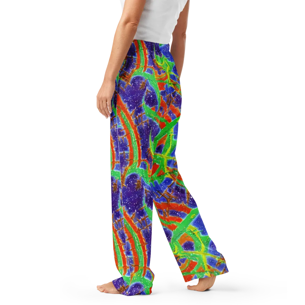 Blue Ember Maze on Women's Pajama Pants — Left