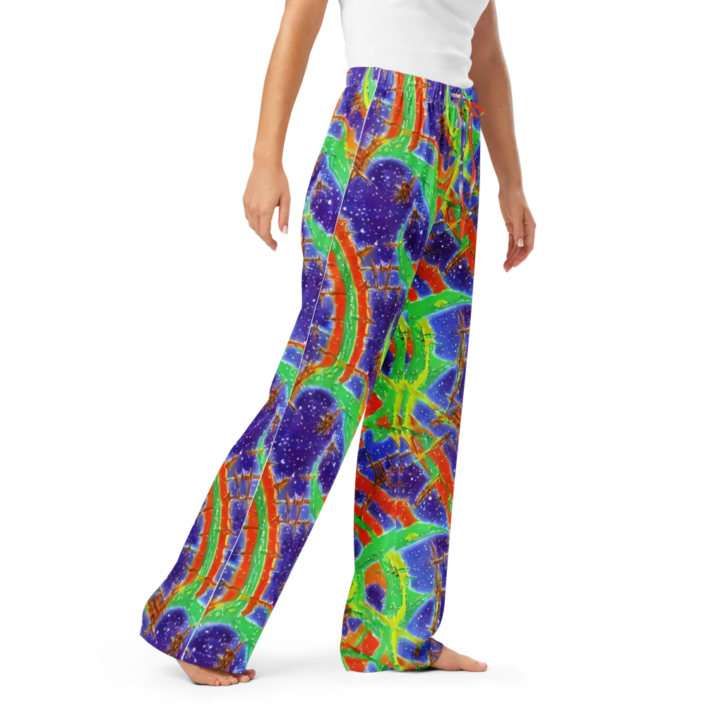 Blue Ember Maze on Women's Pajama Pants — Right Front