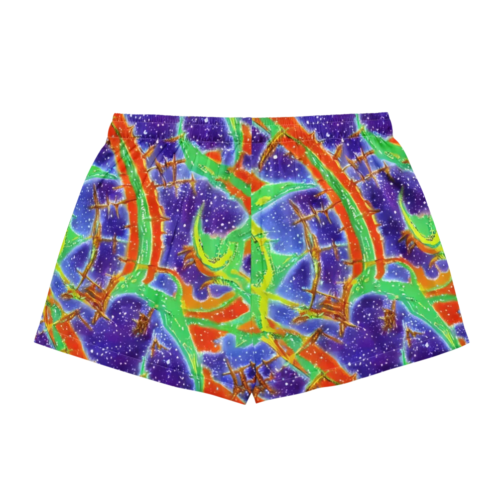 Blue Ember Maze on Women's Pajama Shorts — Back