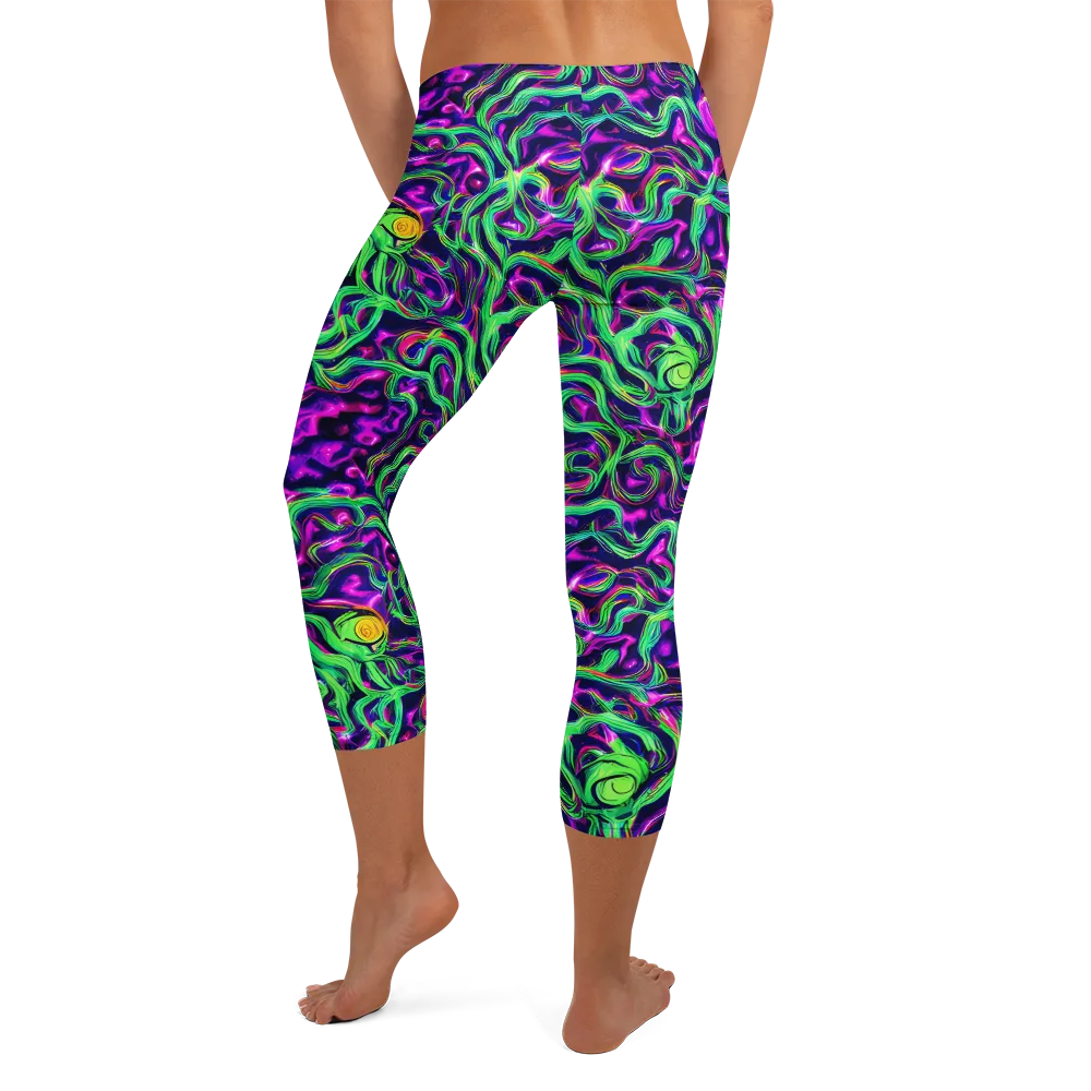 Hypercolor Grove on Capri Leggings — Back