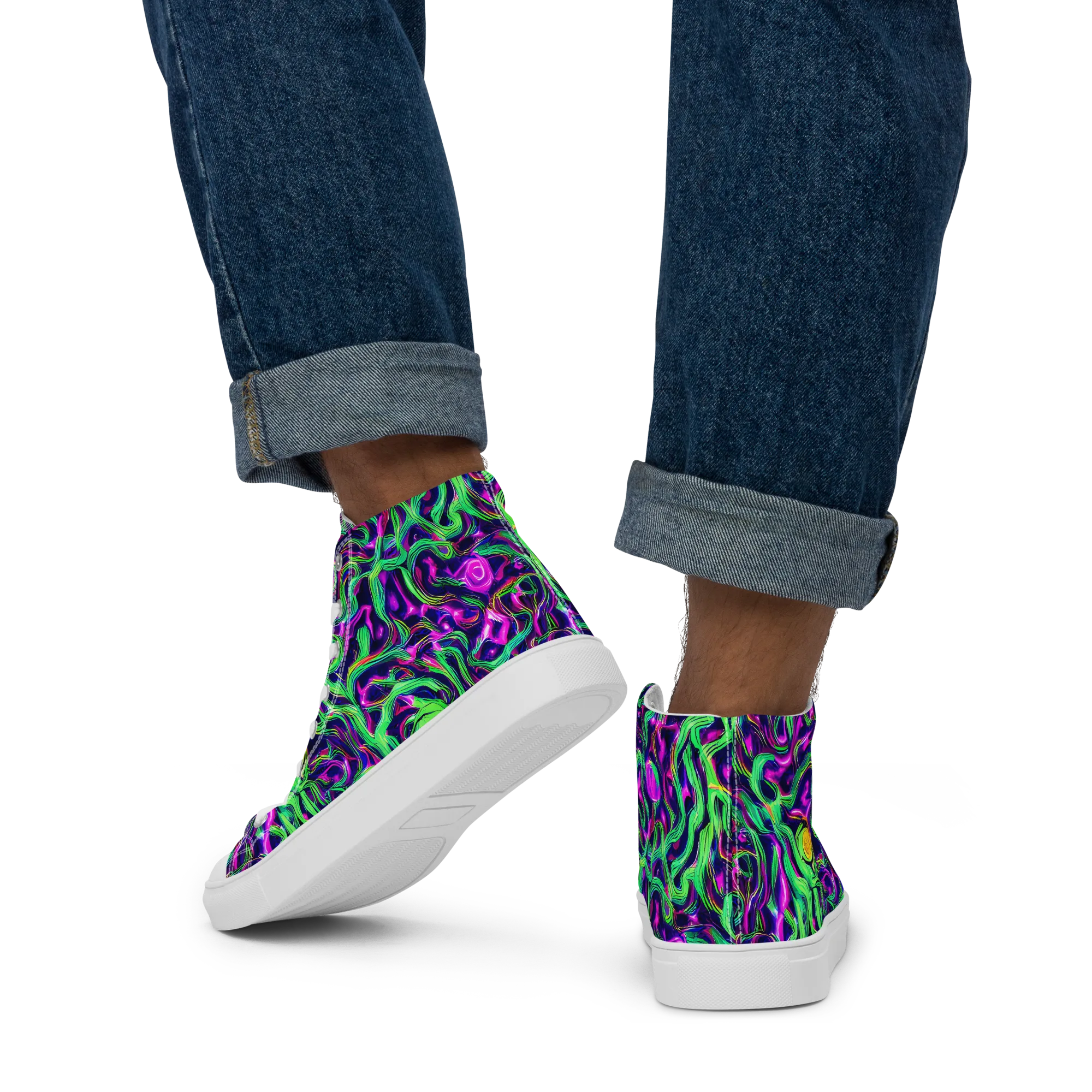 Hypercolor Grove on Men's High Top Canvas Shoes — Back