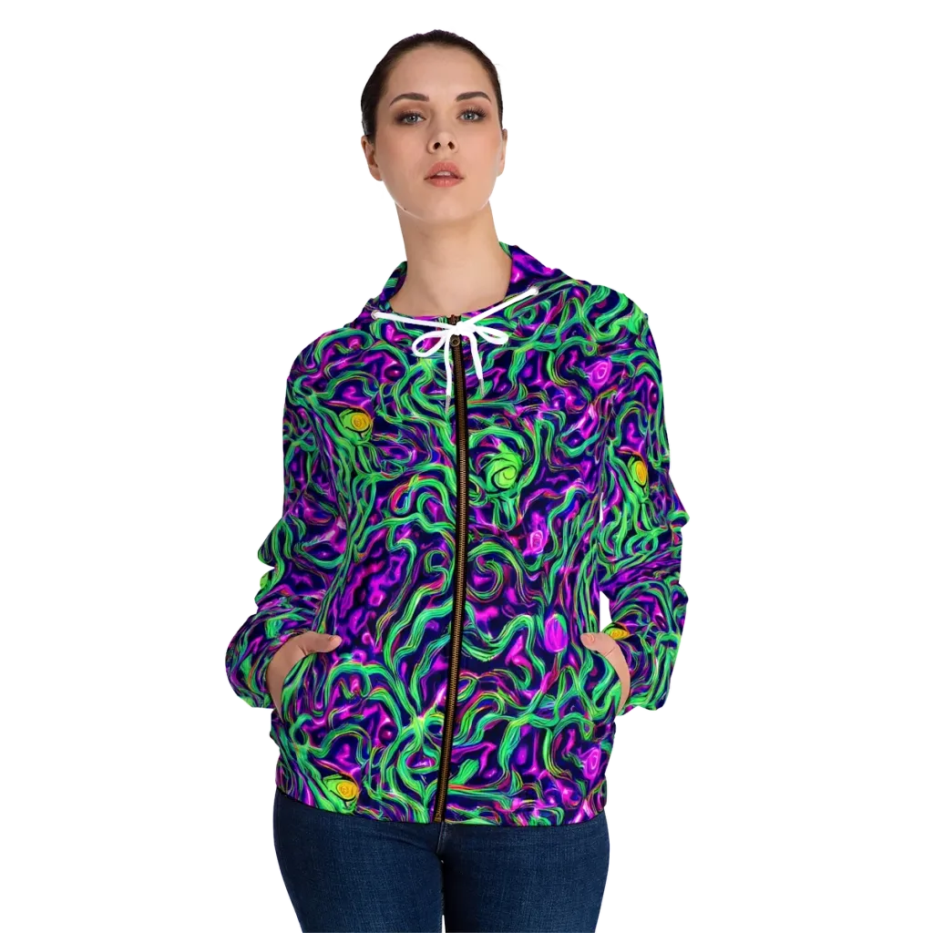 Hypercolor Grove on Women's Full-Zip Hoodie — Front On Person