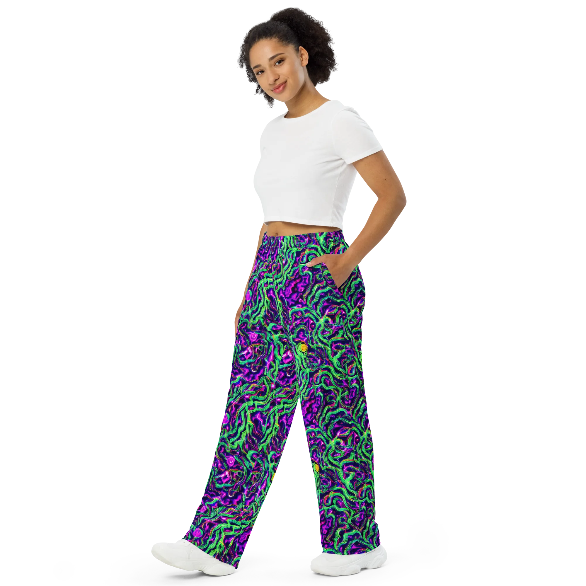Hypercolor Grove on Wide-Leg Pants — Left Front
