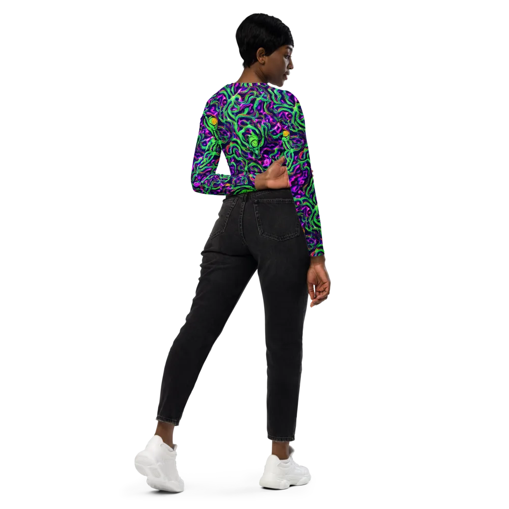 Hypercolor Grove on Long Sleeve Crop Top — Right Back