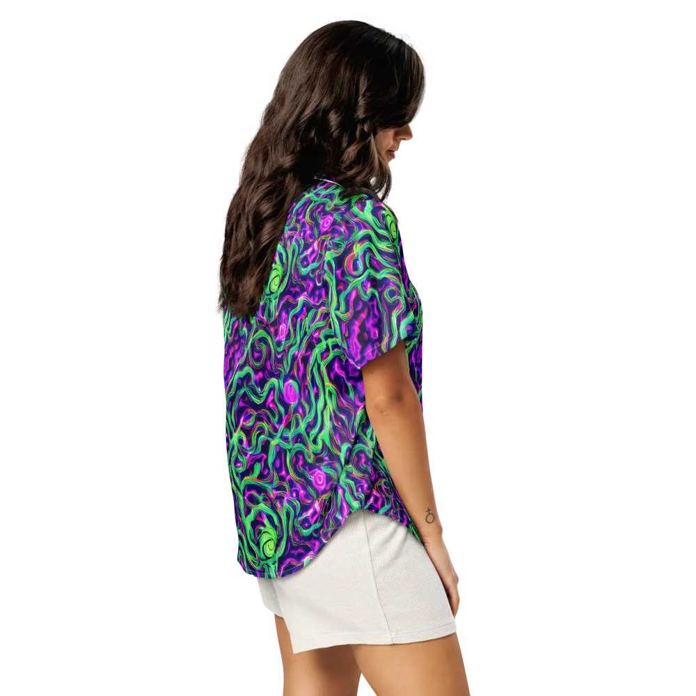 Hypercolor Grove on Women's Short Sleeve Pajama Top — Right Back