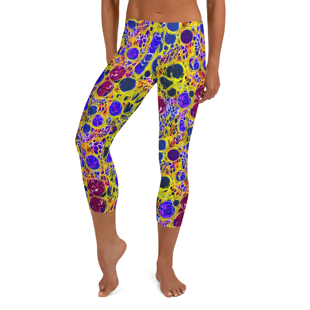 Electric Cellular on Capri Leggings — Front