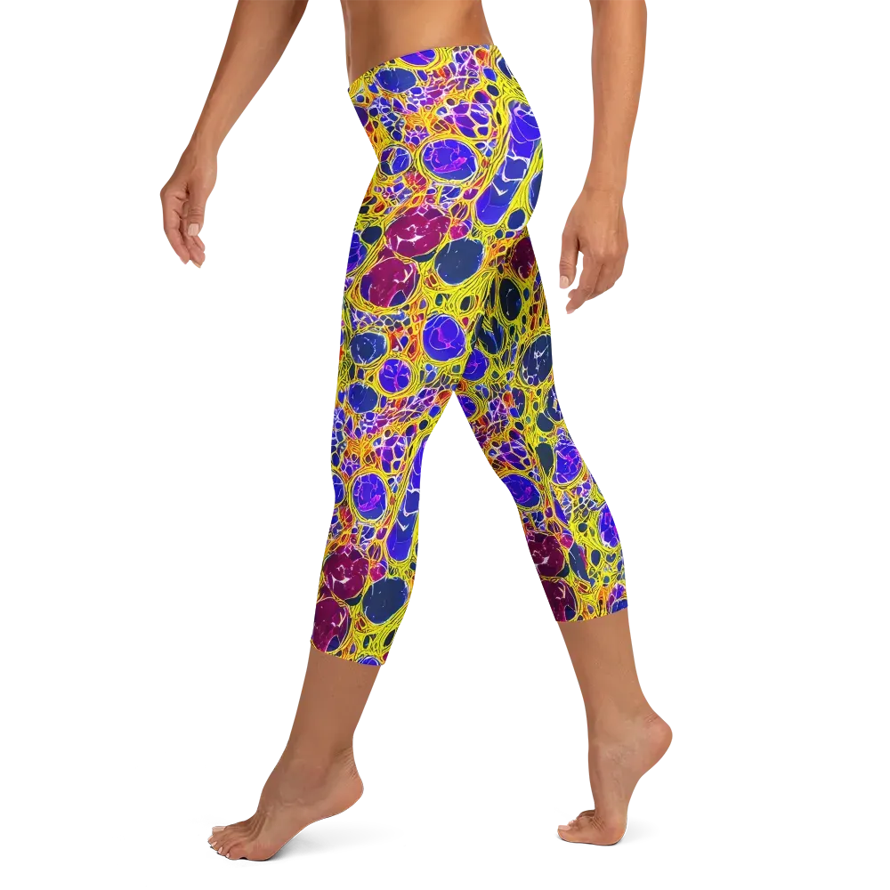 Electric Cellular on Capri Leggings — Left