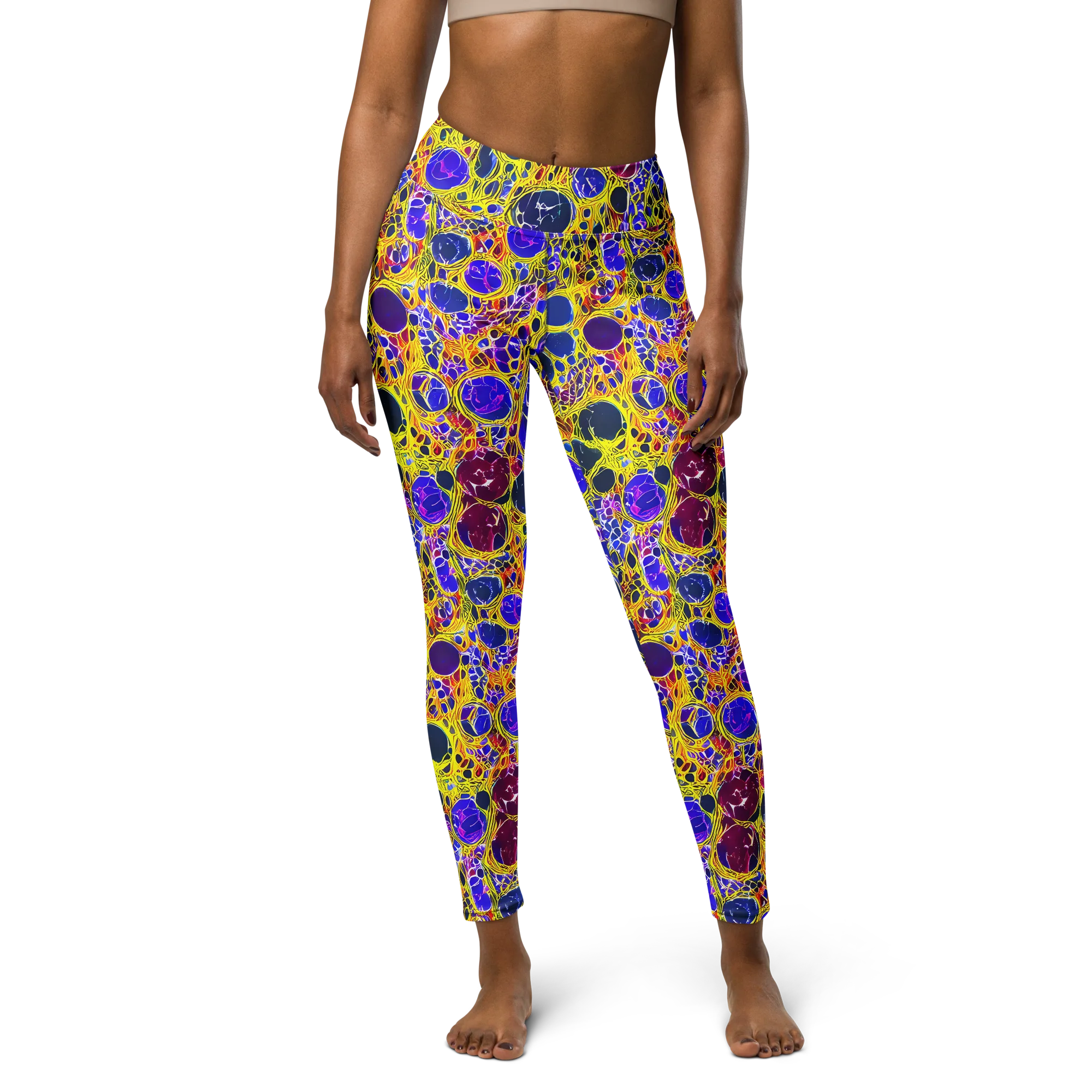 Electric Cellular on Yoga Leggings — Front