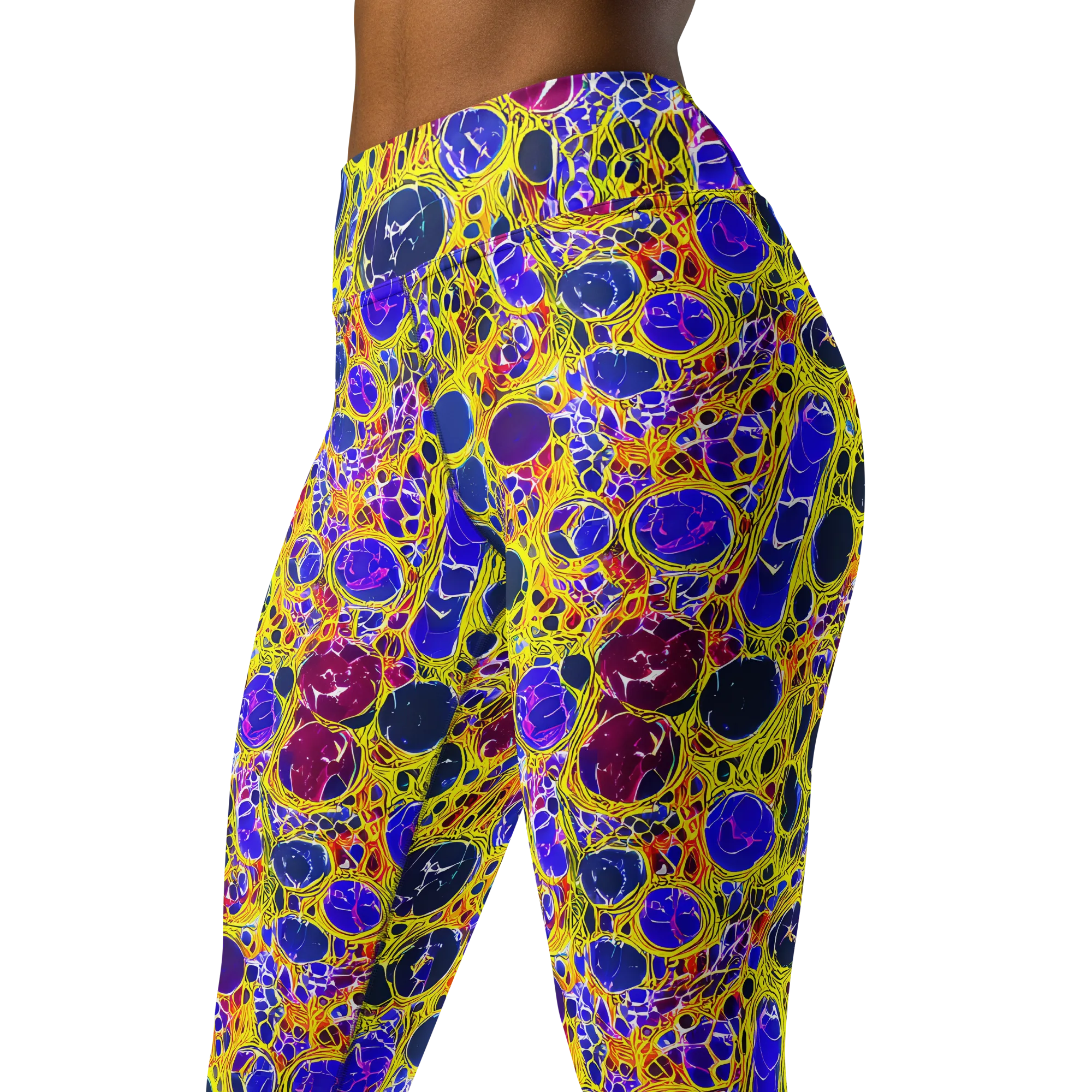 Electric Cellular on Yoga Leggings — Left Front