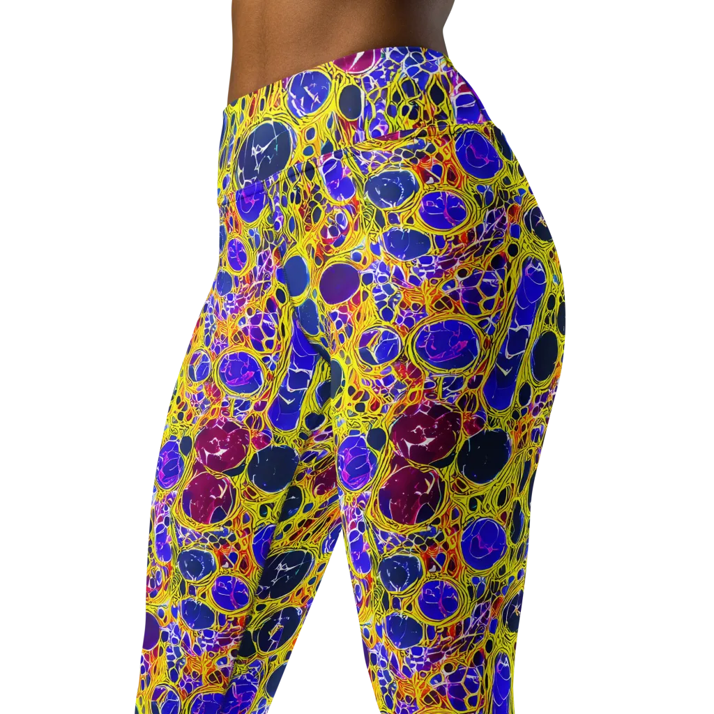 Electric Cellular on Yoga Leggings — Left Front