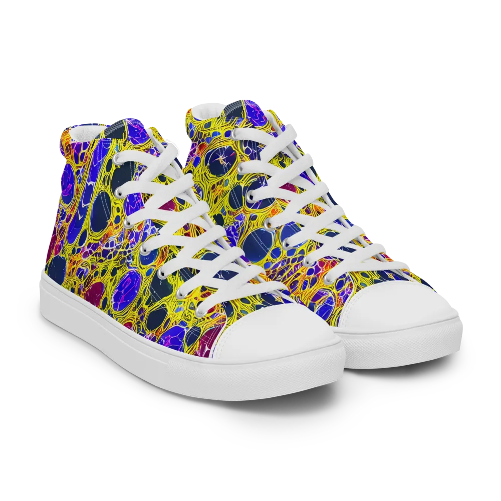 Electric Cellular on Men's High Top Canvas Shoes — Right Front