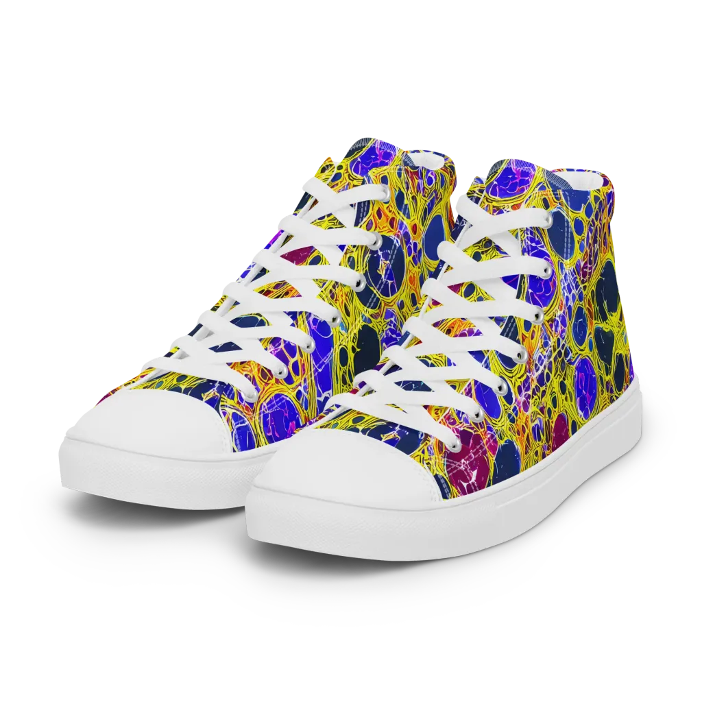 Electric Cellular on Women's High Top Canvas Shoes — Left Front