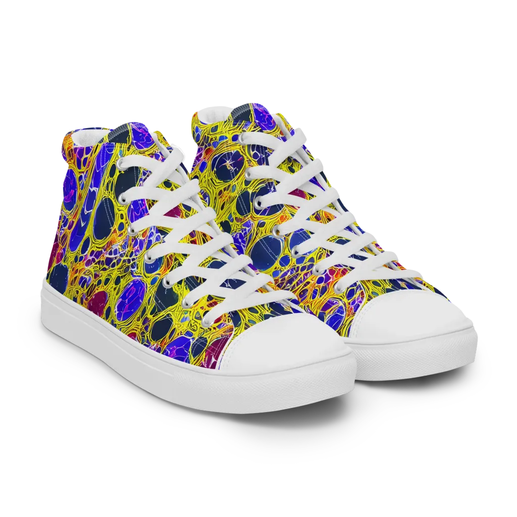 Electric Cellular on Women's High Top Canvas Shoes — Right Front