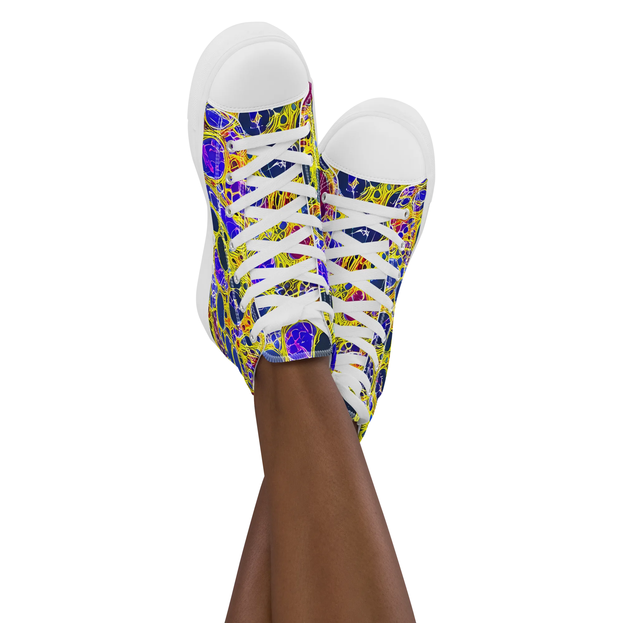 Electric Cellular on Women's High Top Canvas Shoes — Front