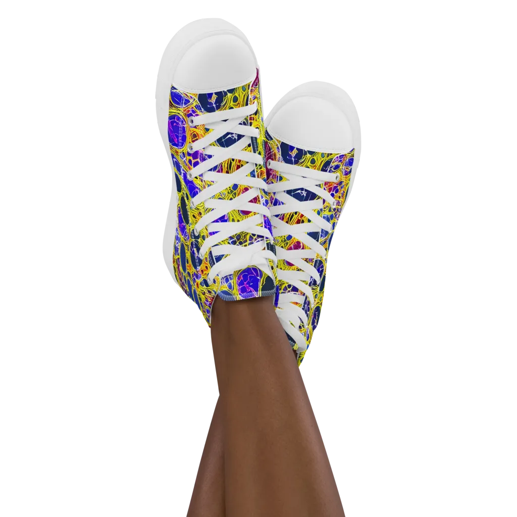Electric Cellular on Women's High Top Canvas Shoes — Front