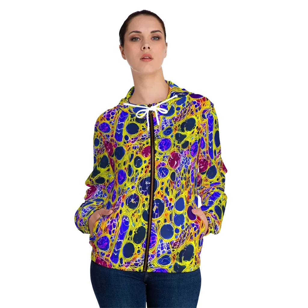 Electric Cellular on Women's Full-Zip Hoodie — Front On Person