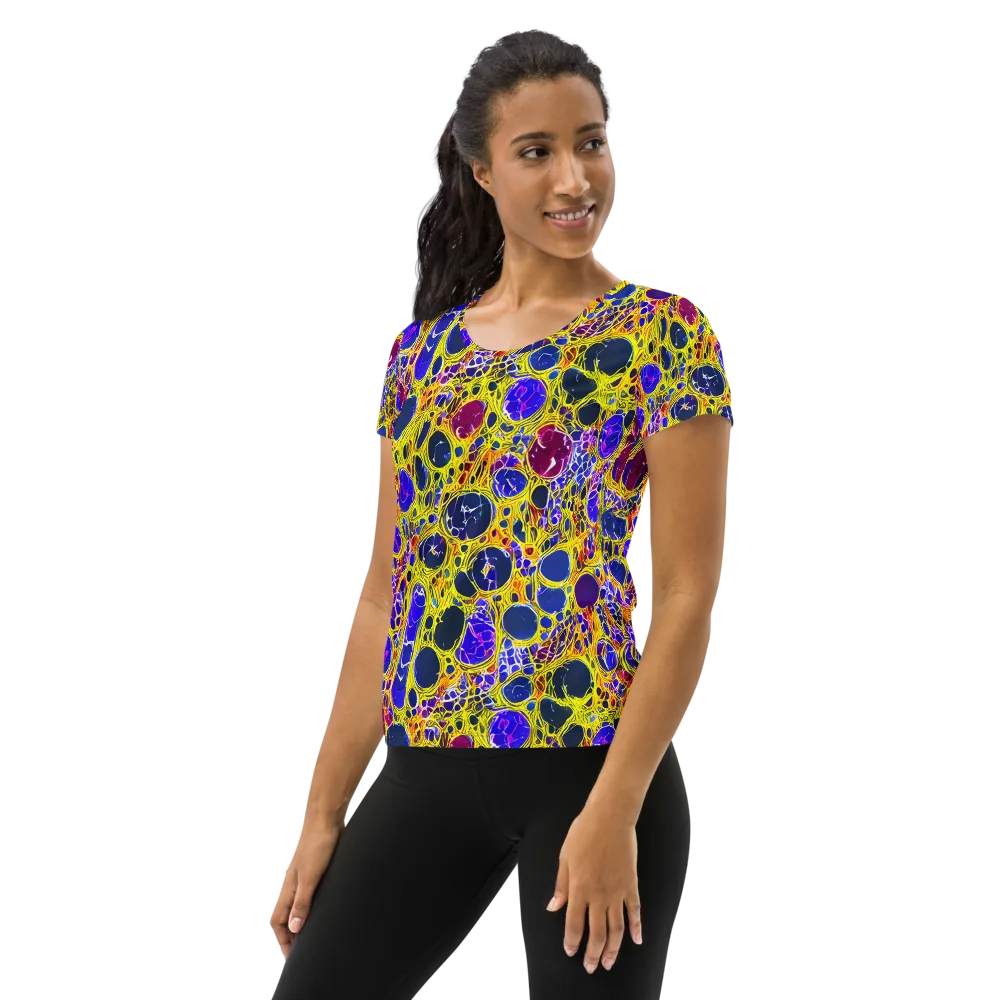 Electric Cellular on Women's Athletic T-Shirt — Left