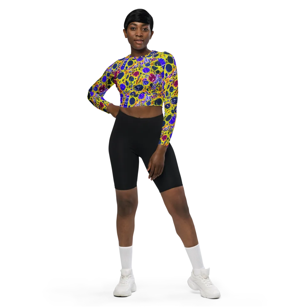 Electric Cellular on Long Sleeve Crop Top — Front