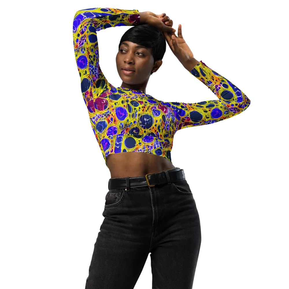 Electric Cellular on Long Sleeve Crop Top — Front