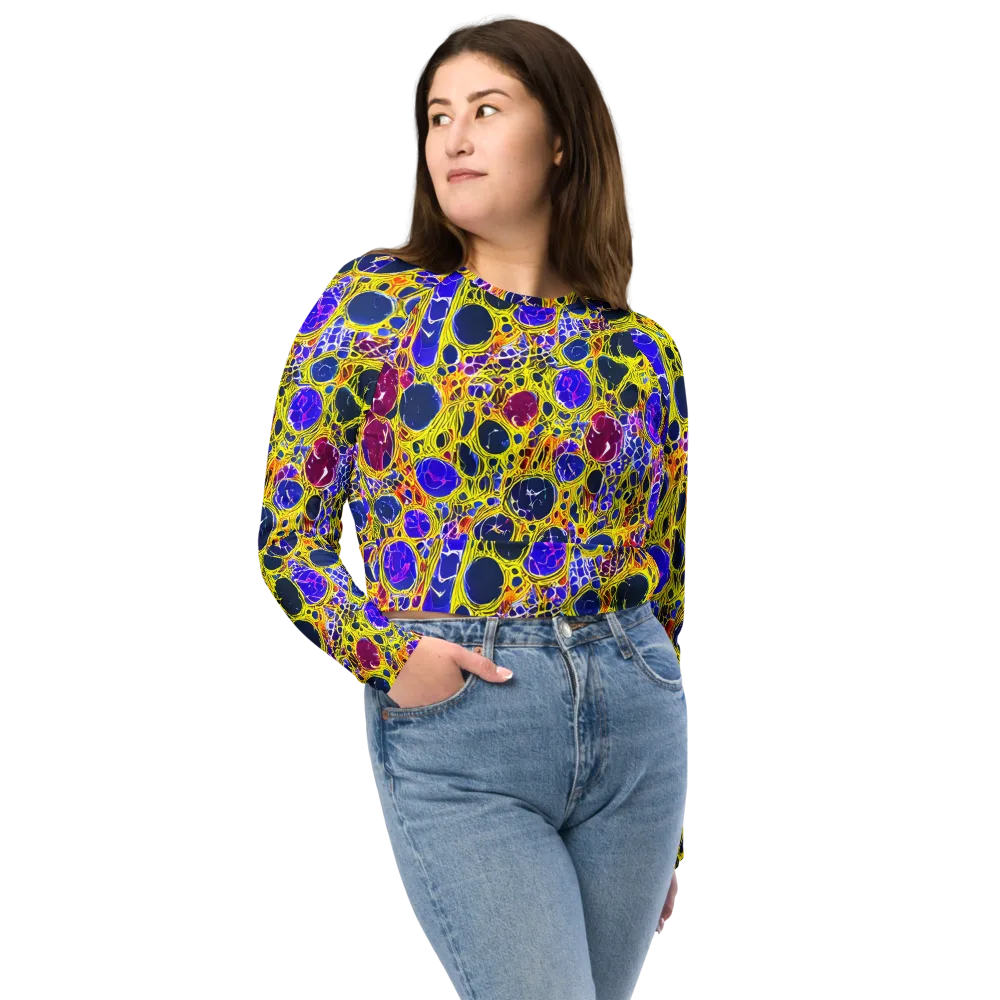 Electric Cellular on Long Sleeve Crop Top — Front