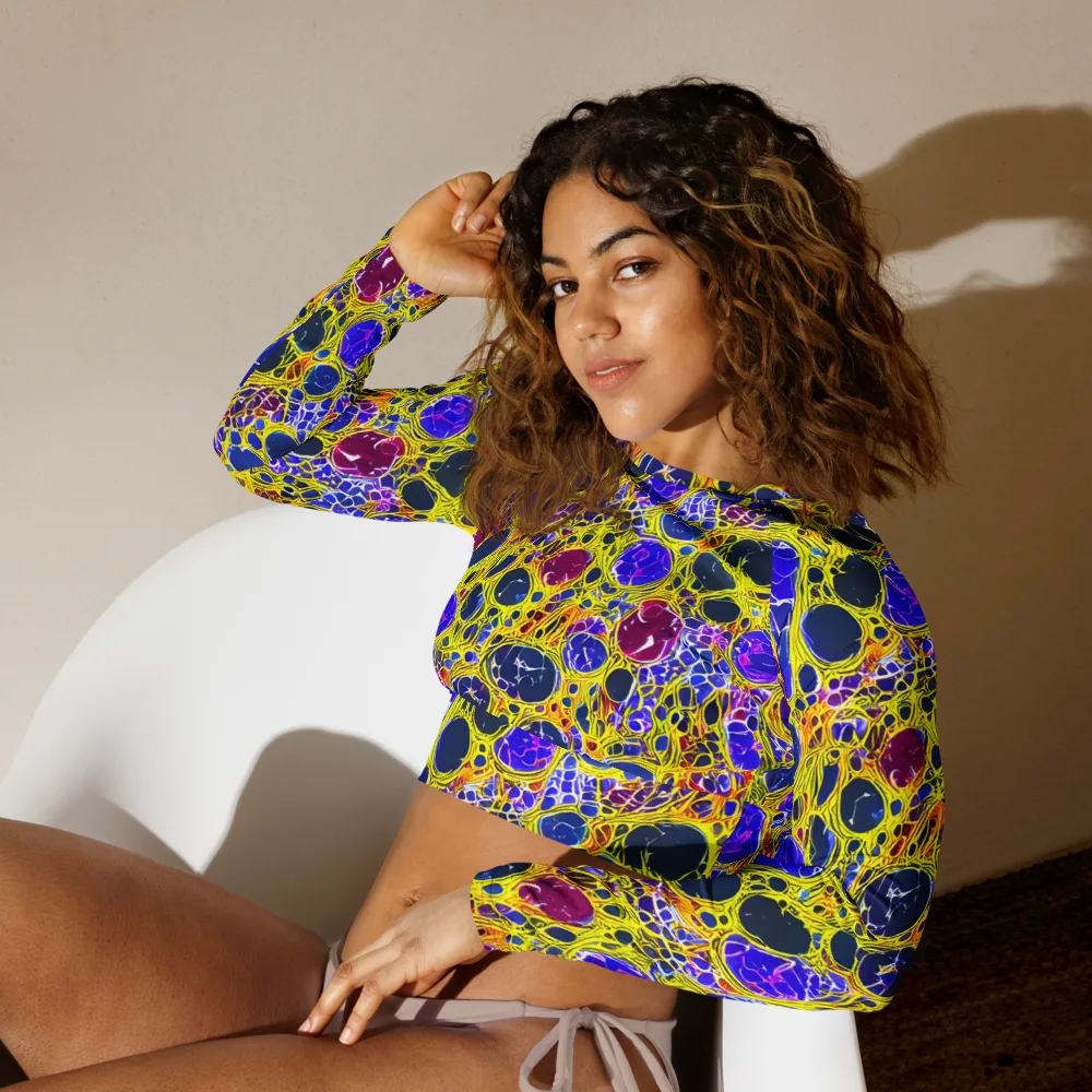 Electric Cellular on Long Sleeve Crop Top — Left Front