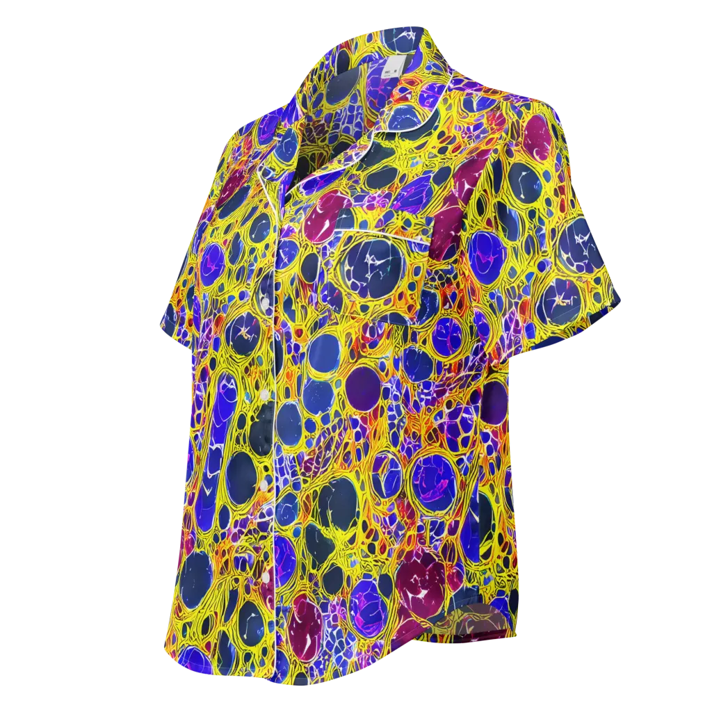 Electric Cellular on Women's Short Sleeve Pajama Top — Left Front