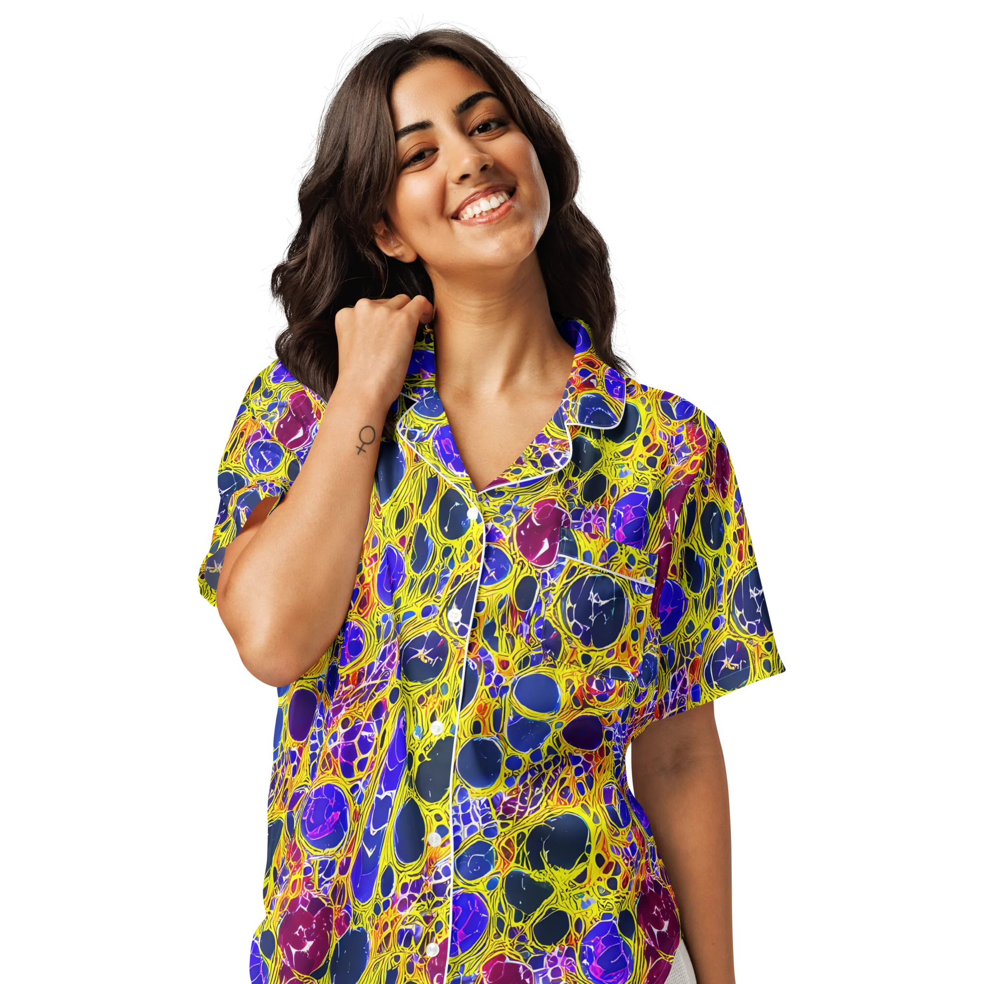 Electric Cellular on Women's Short Sleeve Pajama Top — Front