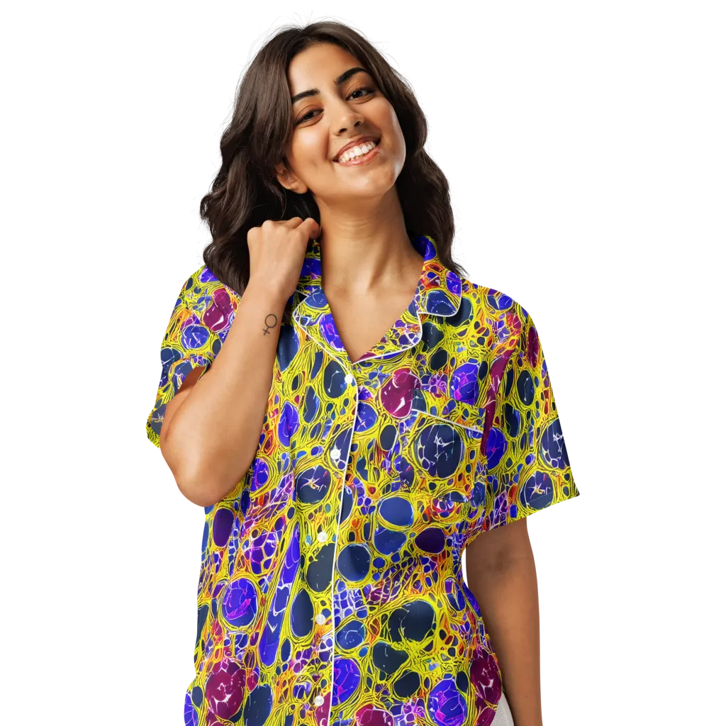 Electric Cellular on Women's Short Sleeve Pajama Top — Front