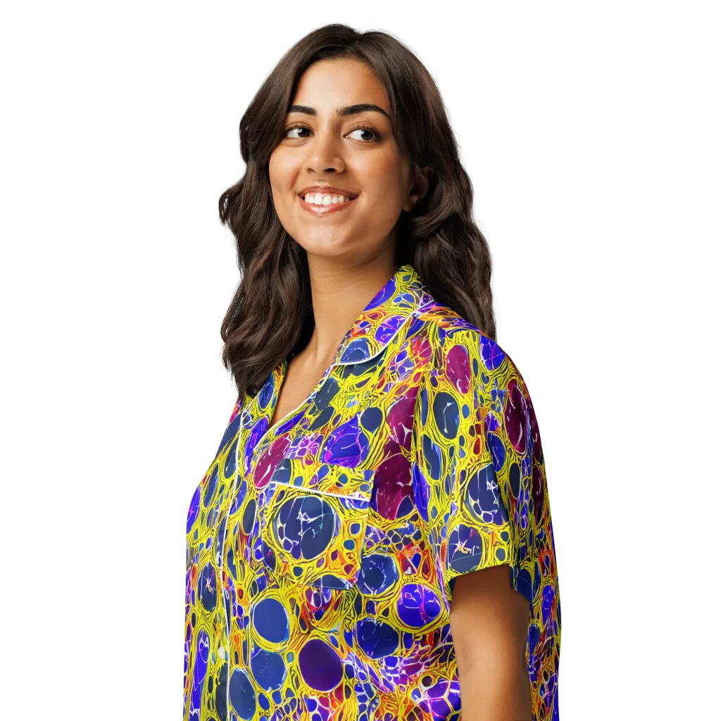 Electric Cellular on Women's Short Sleeve Pajama Top — Left Front