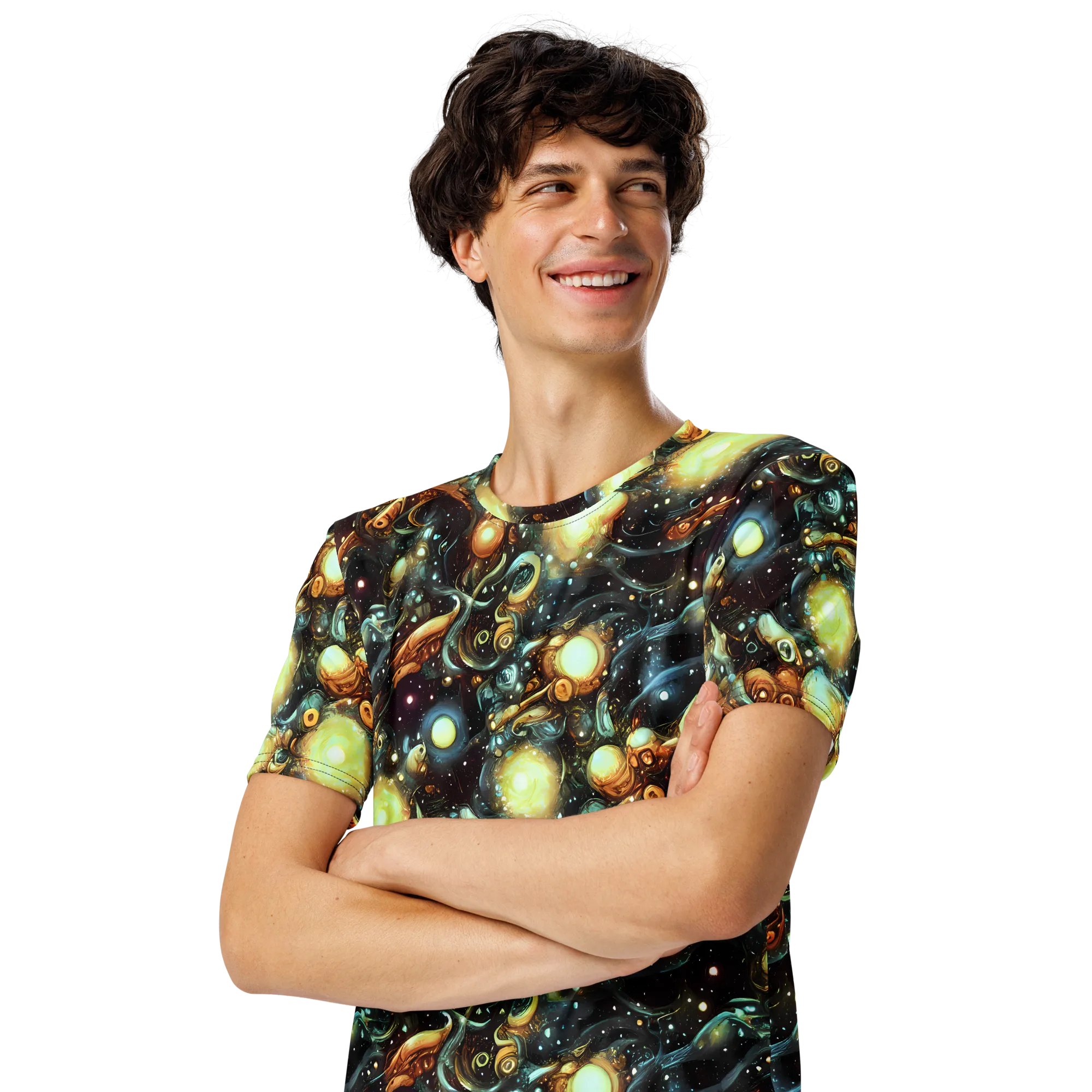 Cosmic Organica on Men's Crew Neck T-Shirt — Left Front